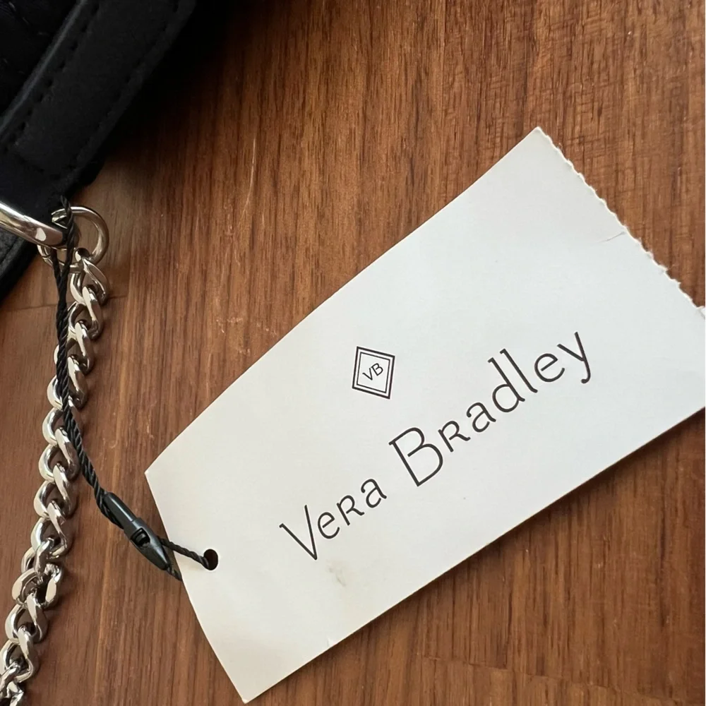 NWT VERA BRADLEY CLASSIC NAVY RFID MINI CARSON CHAIN LEATHER CROSSBODY BAG